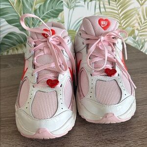 Nike Kids Pink & White Sneakers with Red Heart Accents